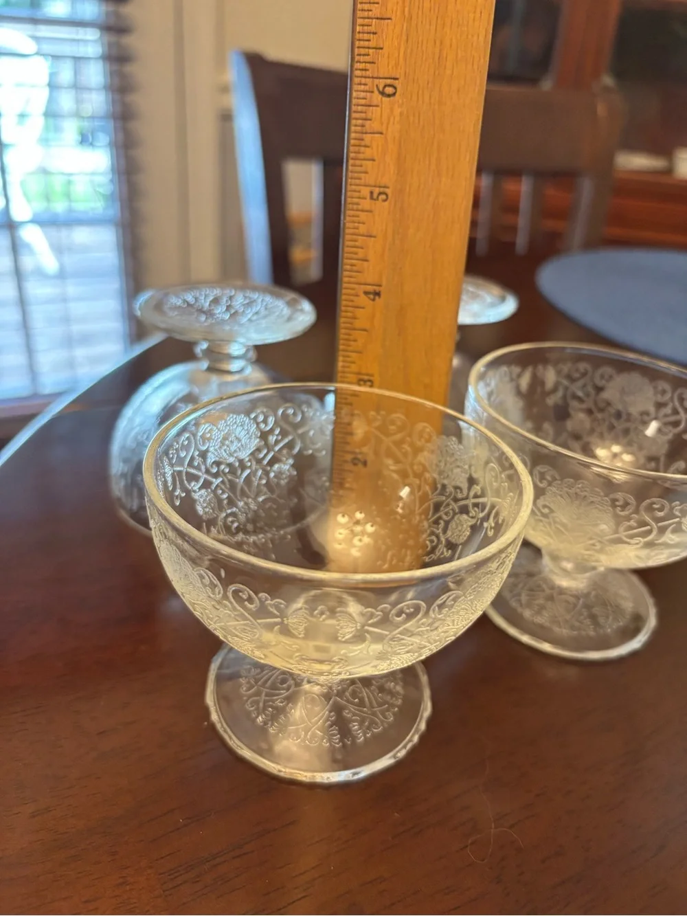 Hazel Atlas Florentine #1 Clear Glass Sherbet Dishes set of 4 Depression Glass